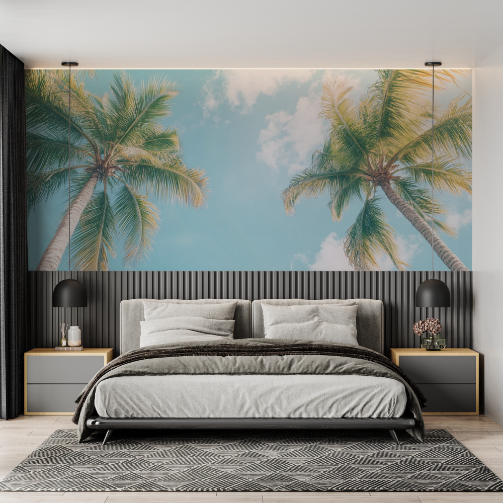Papier peint trompe loeil plage chambre adulte tendance