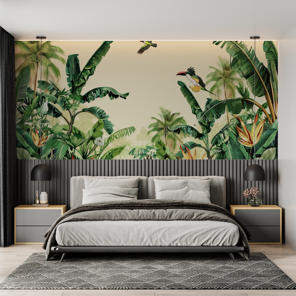 Papier peint aquarelle chambre jungle chambre adulte