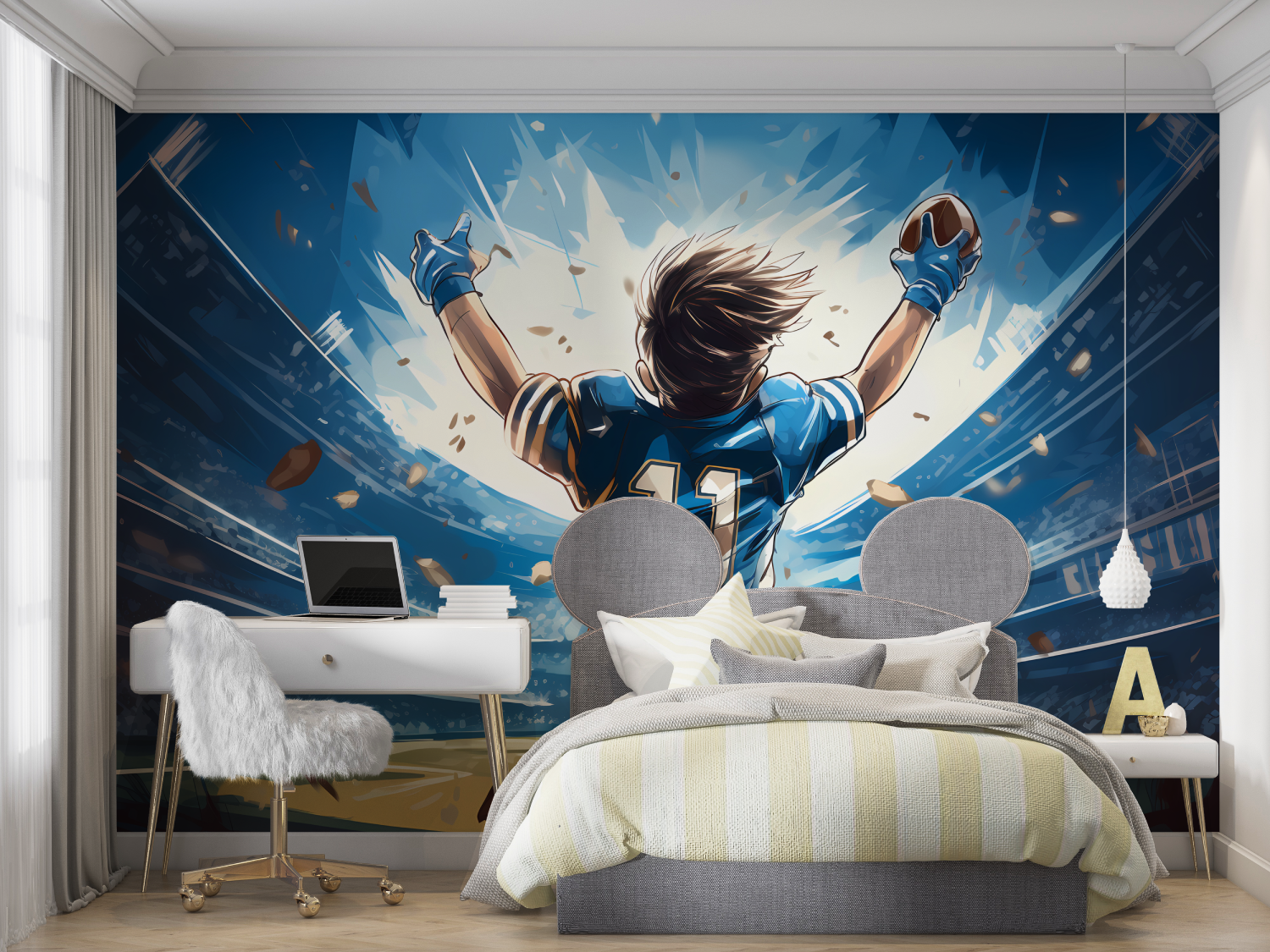 Papier peint joueur de foot anime mur chambre panoramique