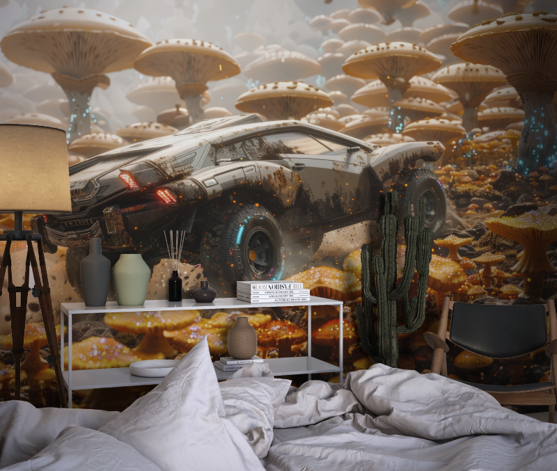 Papier peint voiture de rallye futuriste chambre dado1