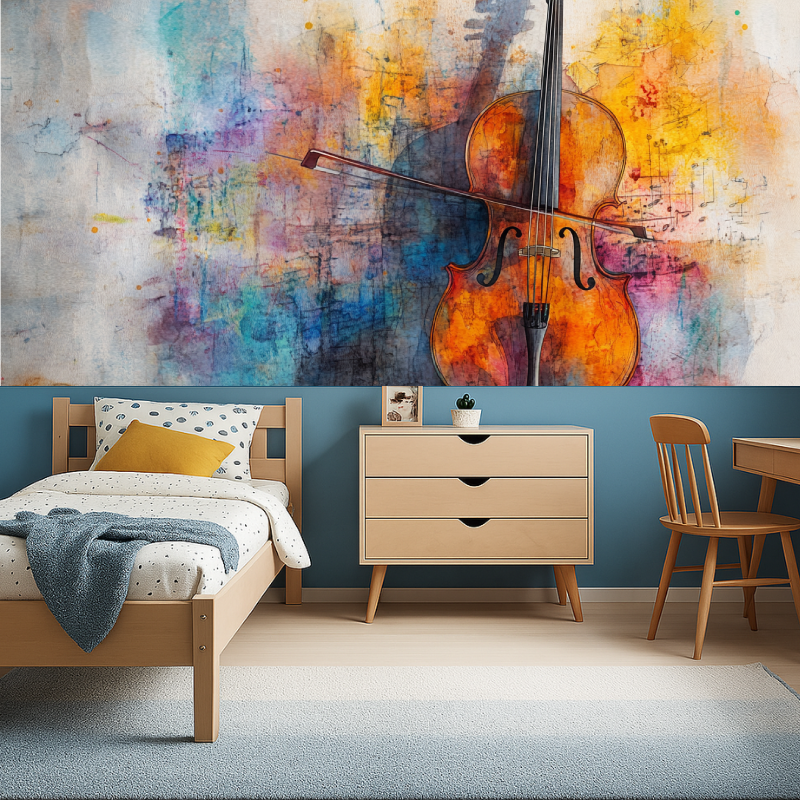 Papier peint violon colore garcon456