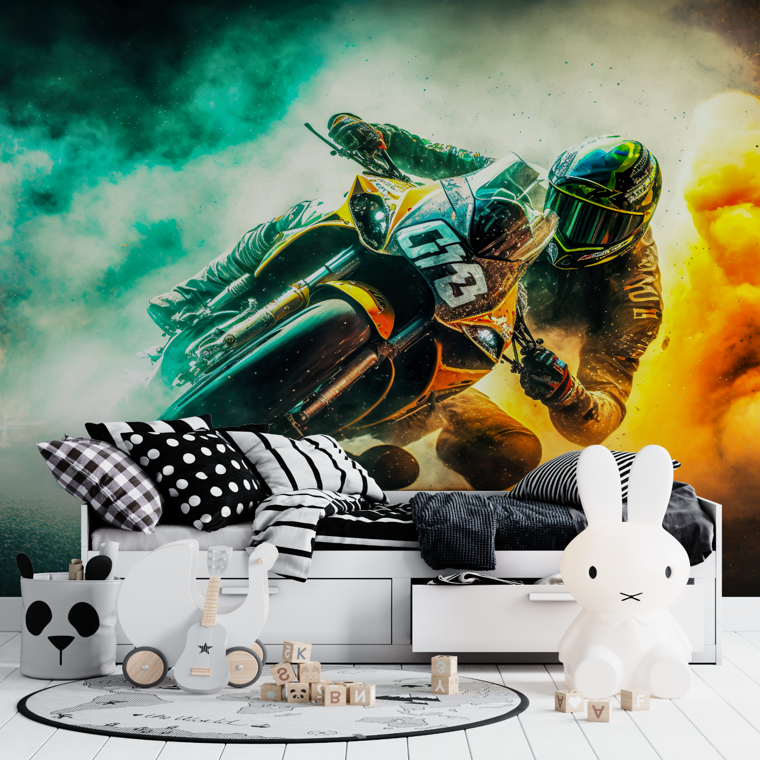 Papier peint moto de course tapisserie ado