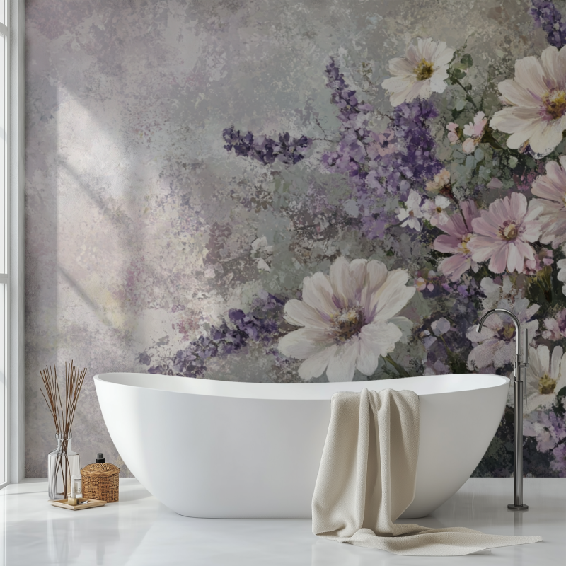 Papier peint fleur cottage sdb