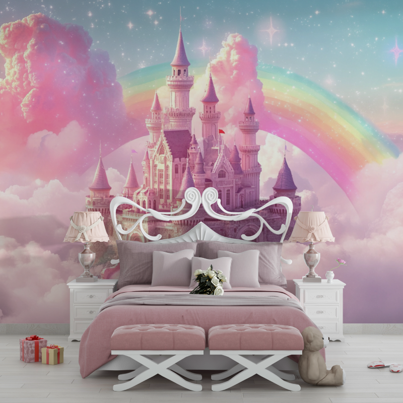 Papier peint princesse chateau ... les nuages chambre filles