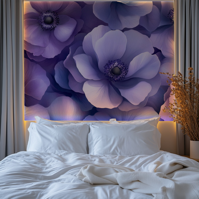 Papier peint fleur violet chambre tendanc