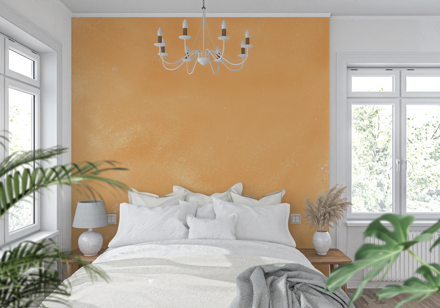 Papier Peint Orange Pastel Texturé - tendance mur