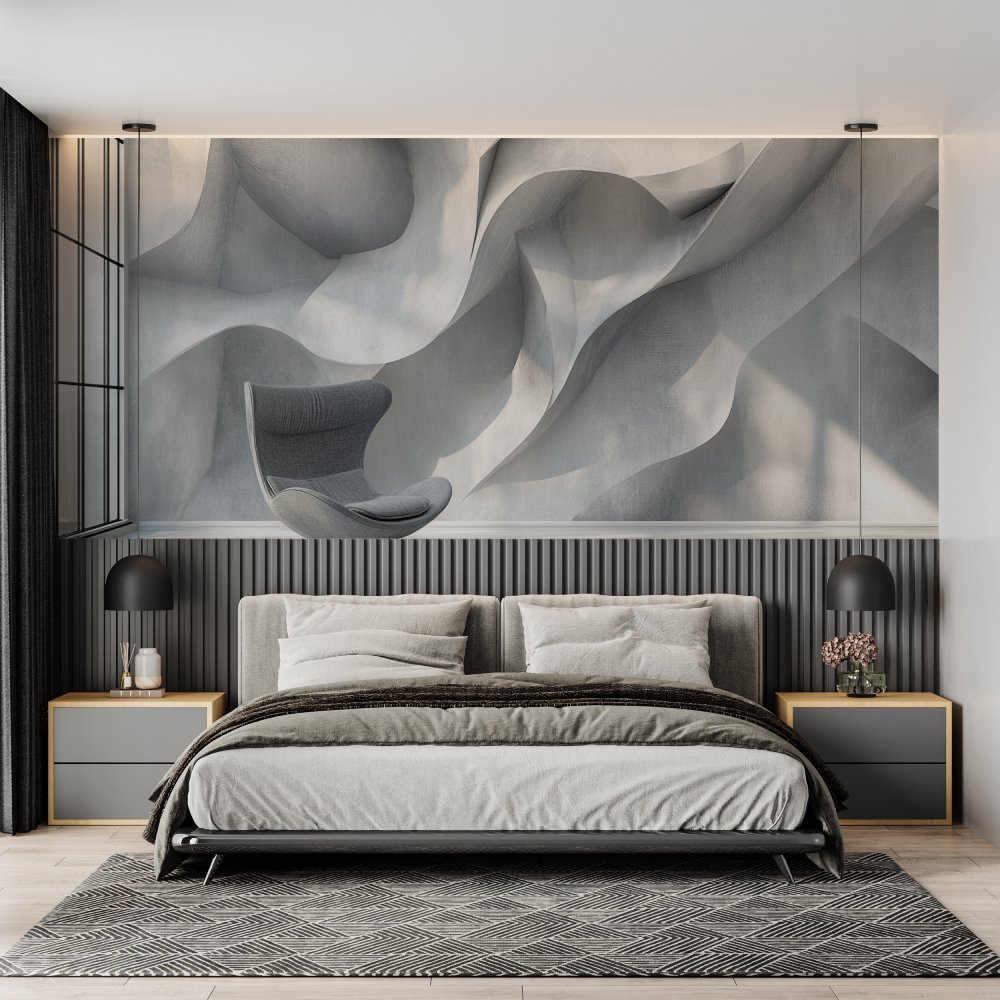 Papier peint 3d gris trompe l o...al chambre adulte tendance