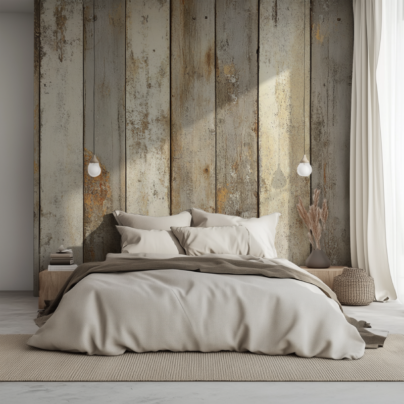 Papier peint vintage rayure lit 1234