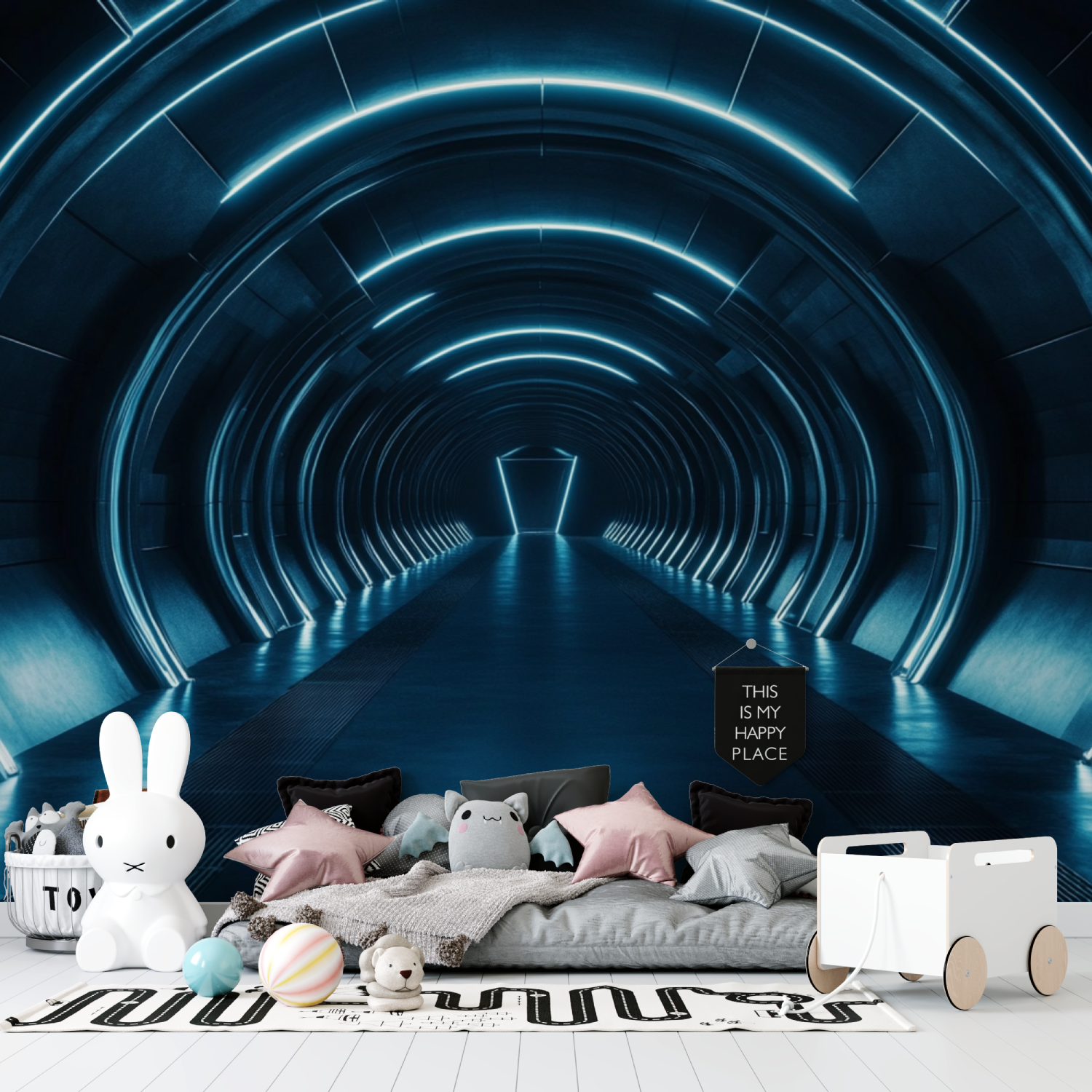 Papier peint couloir abandonne tapisserie garcon