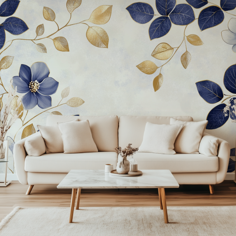 Papier peint fleur de vie canape simple