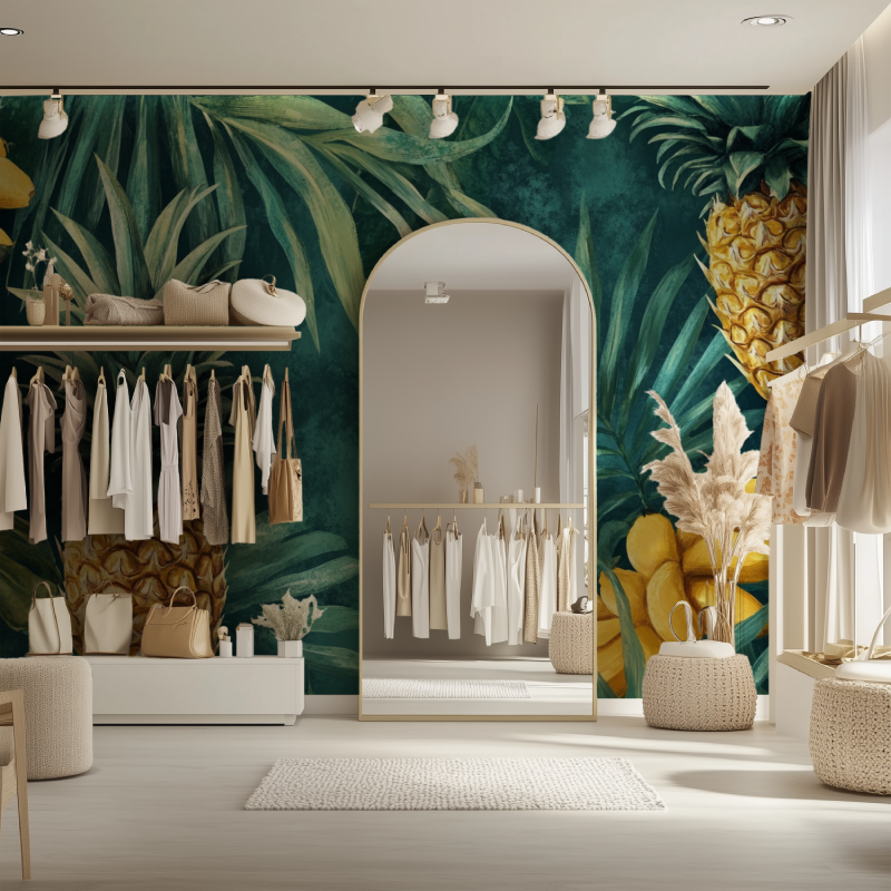 Papier peint vintage tropicale dressing