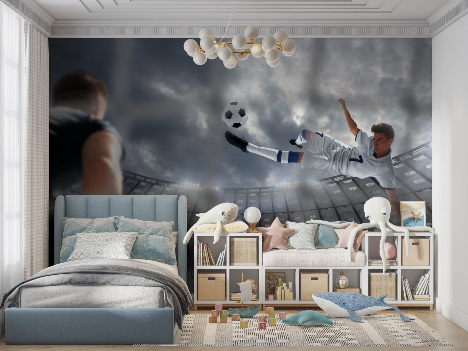 Papier peint joueur de foot panoramique garcon