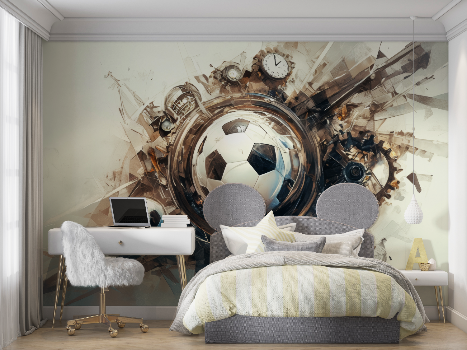 Papier peint ballon foot mur chambre panoramique