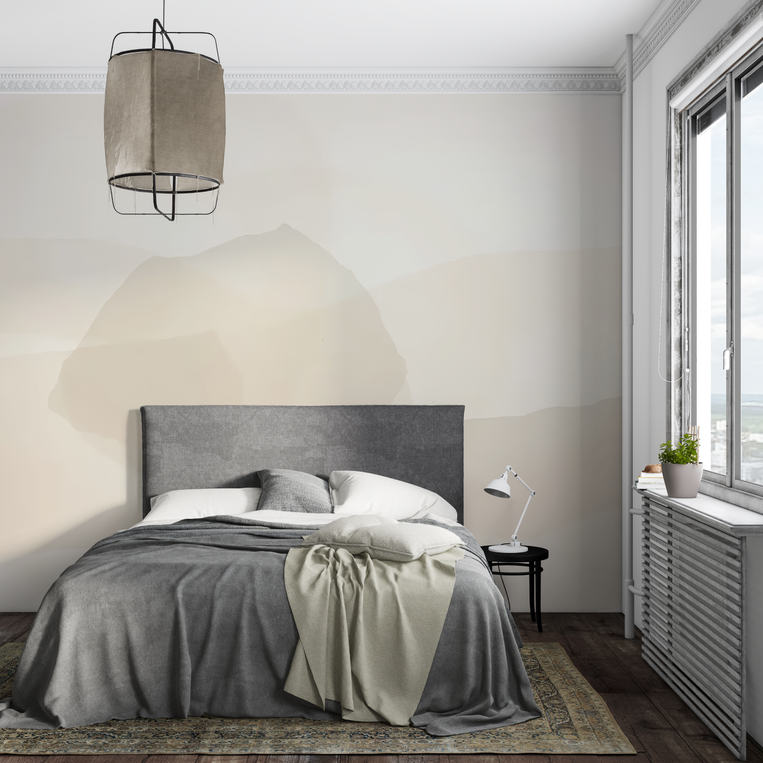 Papier peint aquarelle cocooning mural