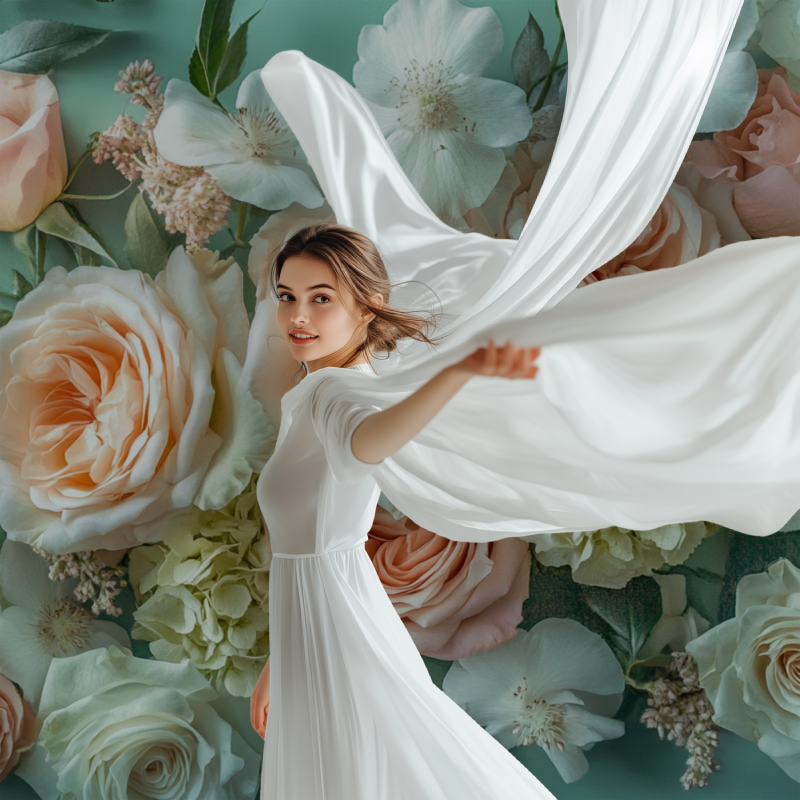 Papier peint fleuri vintage vert modele