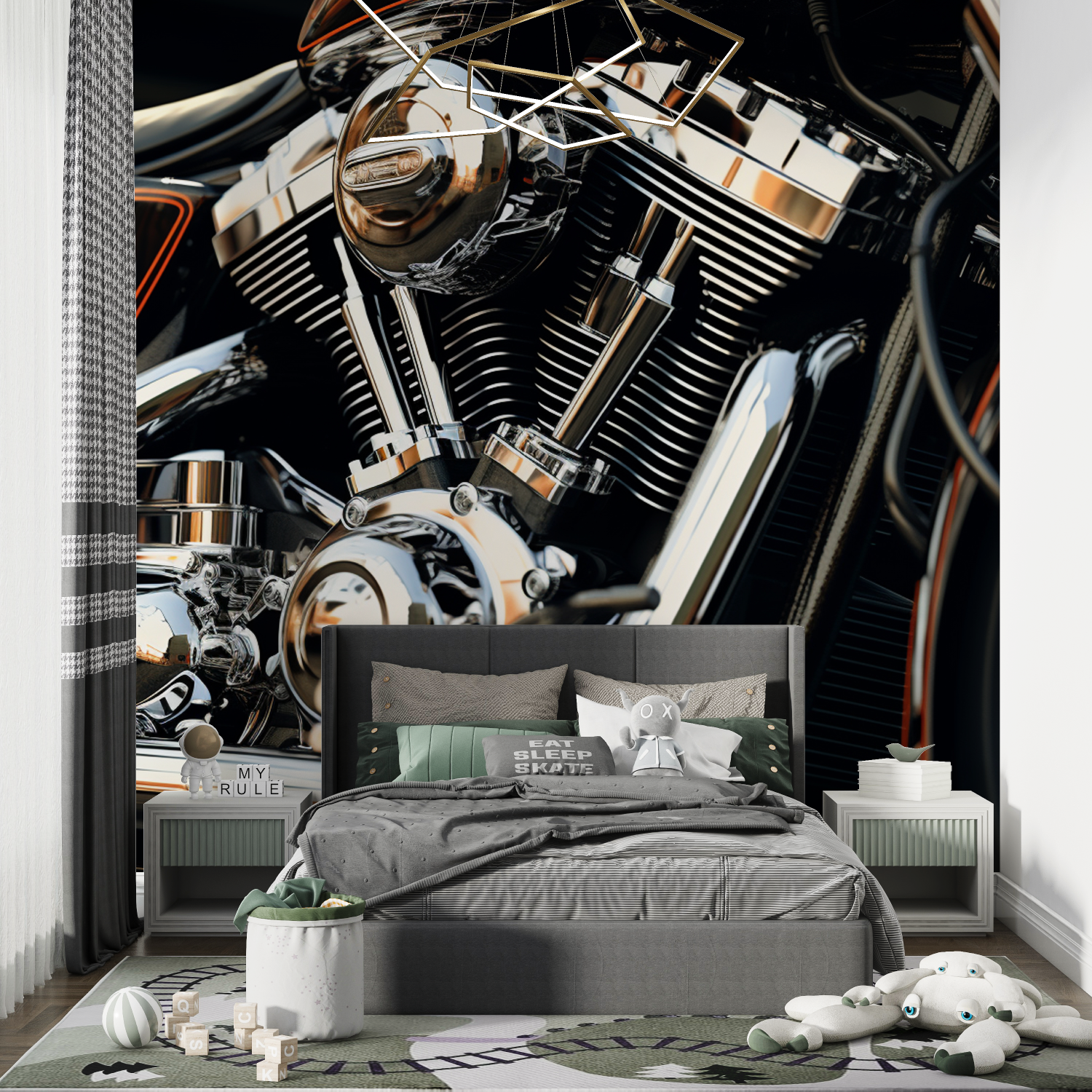 Papier peint moteur harley davidson chambre de garcon
