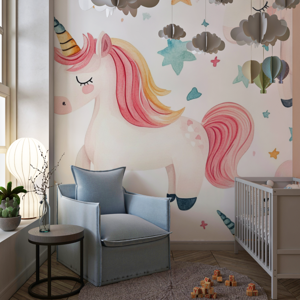 Papier peint licorne cute unicorn chambre de fille