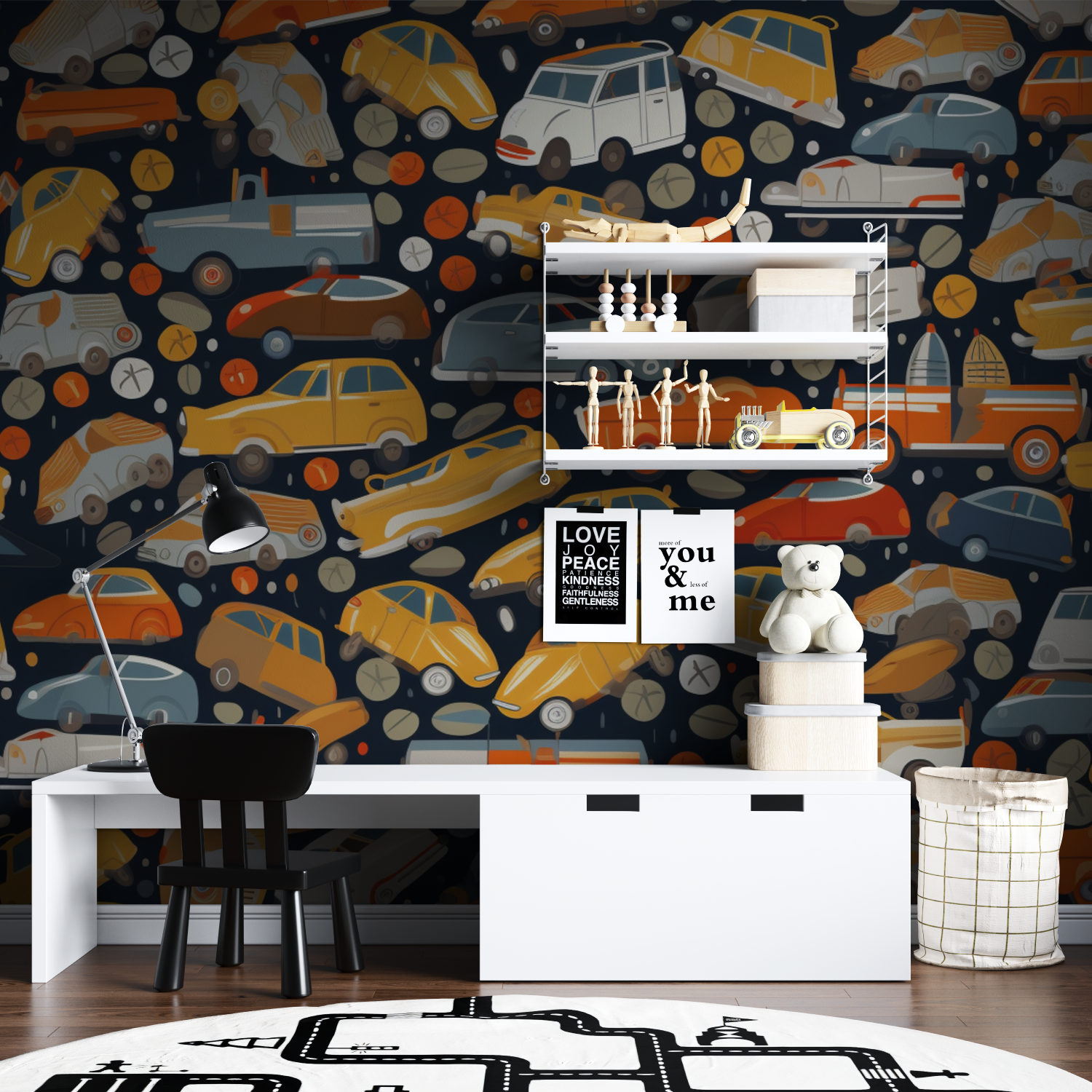 Papier peint motif voiture tapisserie garcon