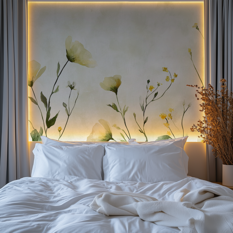 Papier peint fleur de papyrus chambre premium