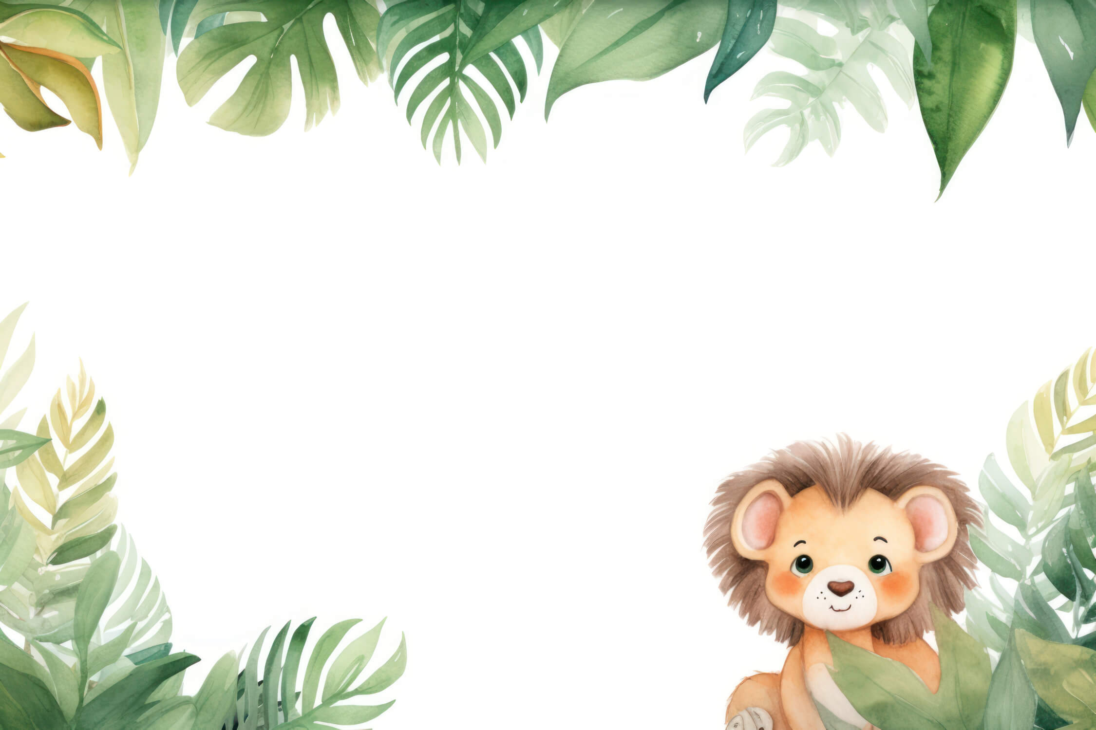 Papier Peint Lion Et Feuillage Tropical