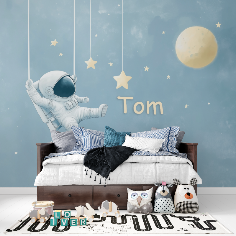 Papier peint prenom astronaute panoramique garcon