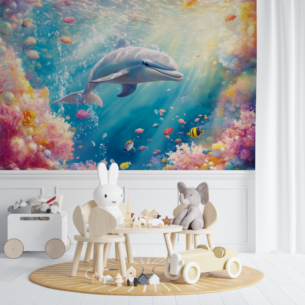 Papier peint marin joyeux dauphin chambre de bebe