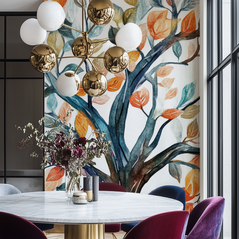 Papier peint arbre genealogique salon chaise