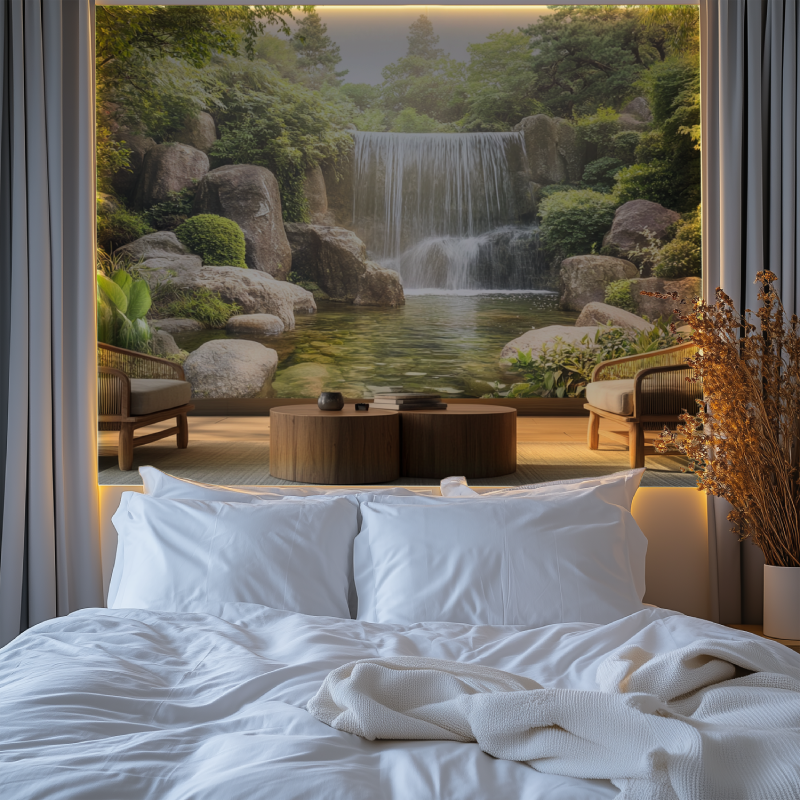 Papier peint trompe l oeil zen chambre premium
