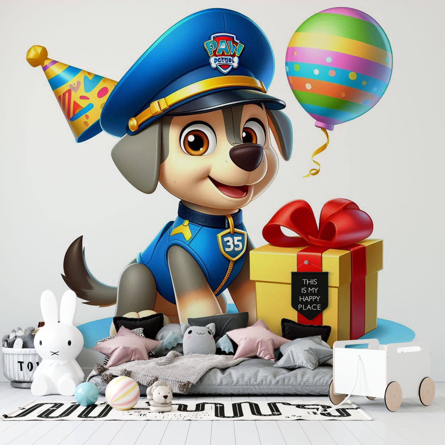 Papier peint pat patrouille blanc tapisserie garcon