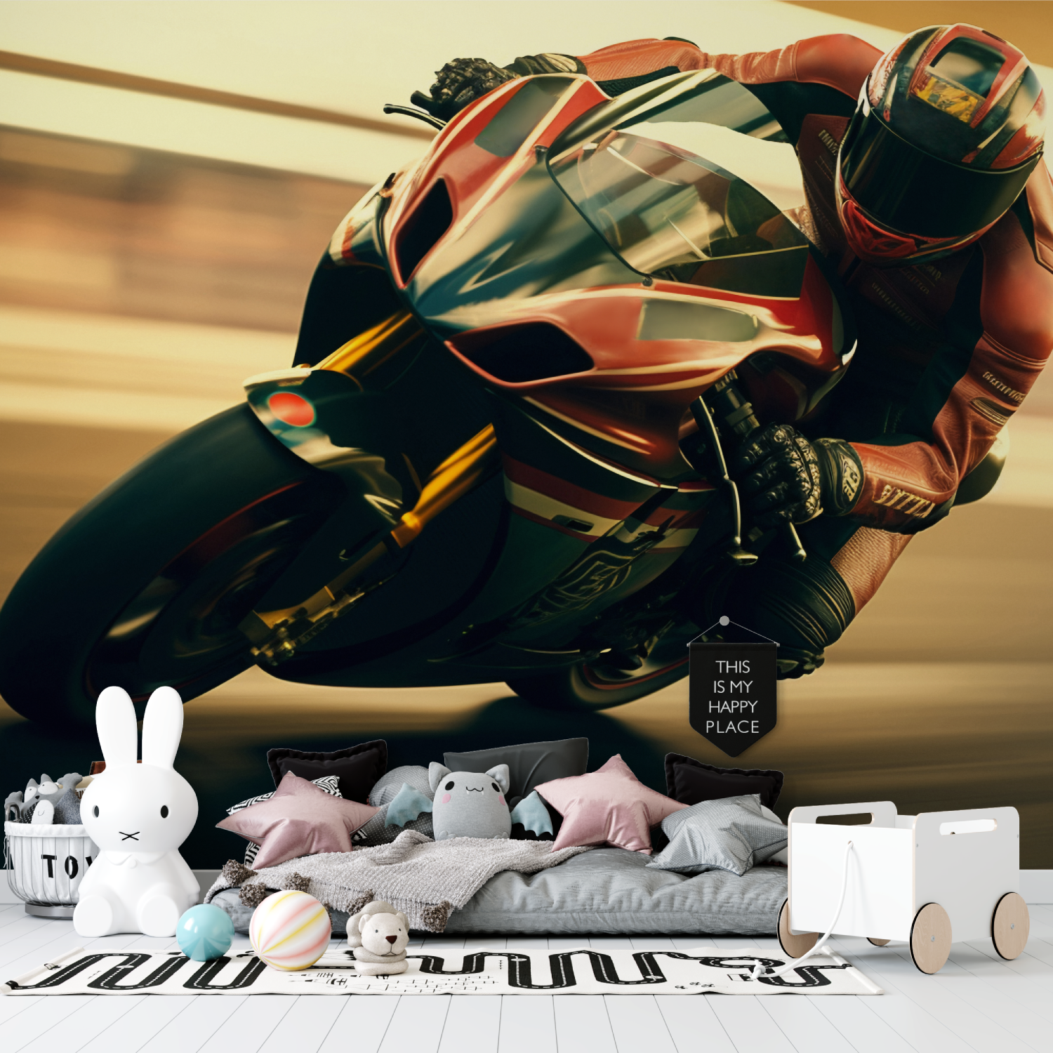 Papier peint moto gp mural tapisserie garcon