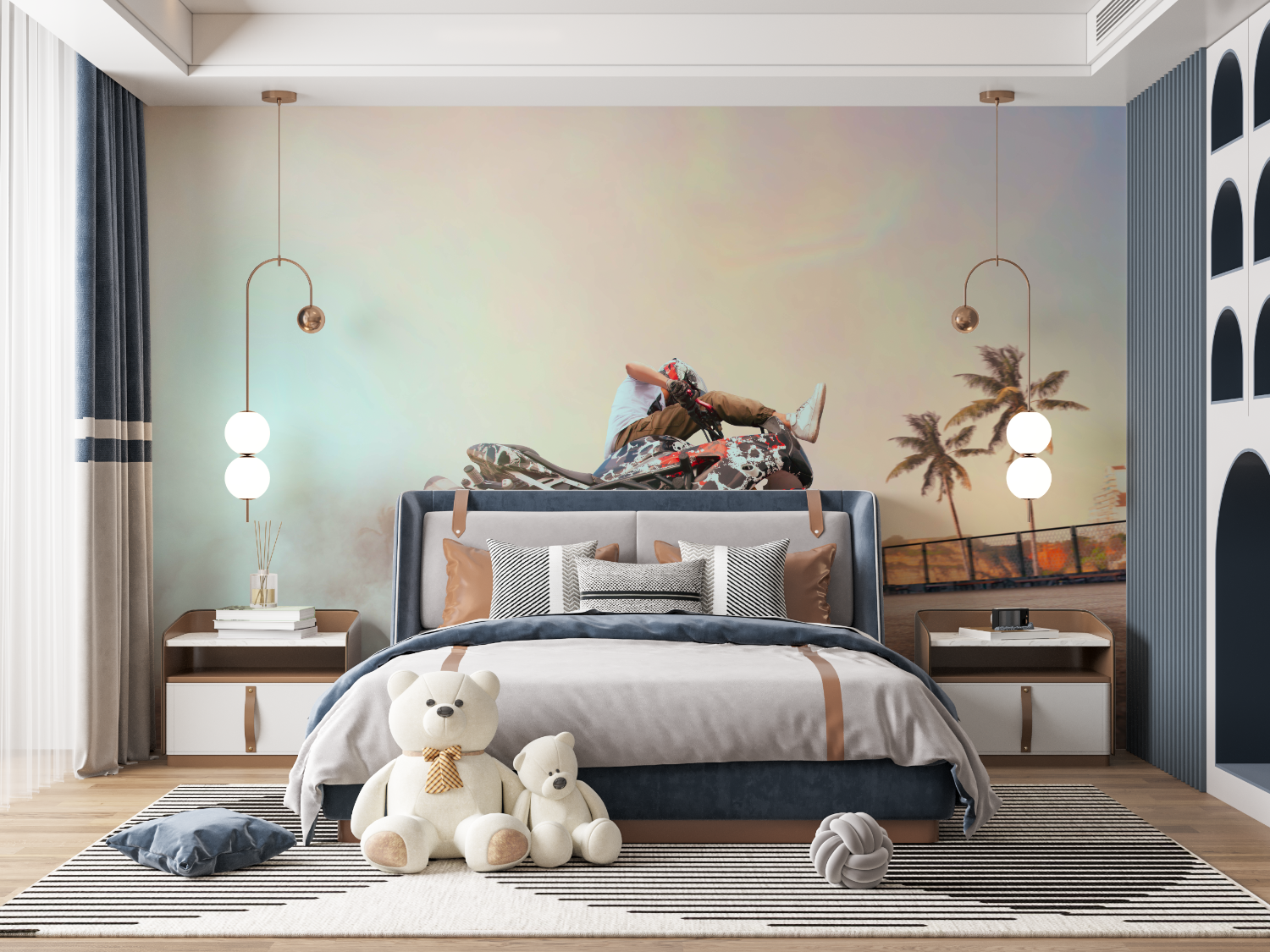 Papier peint moto freestyle drift mur panoramique