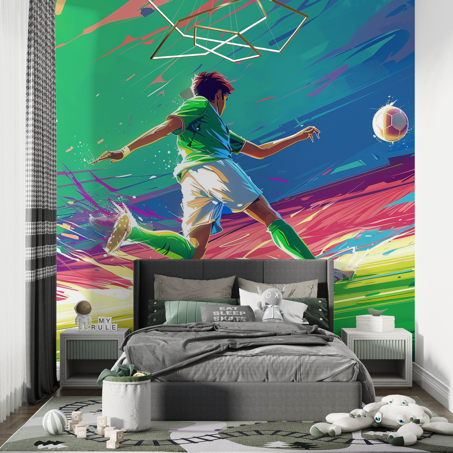 Papiers peint ballons de foot chambre de garcon