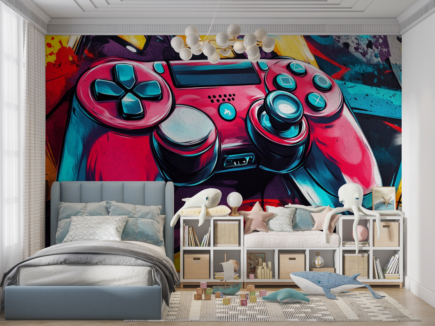 Papier peint gamer game over panoramique garcon