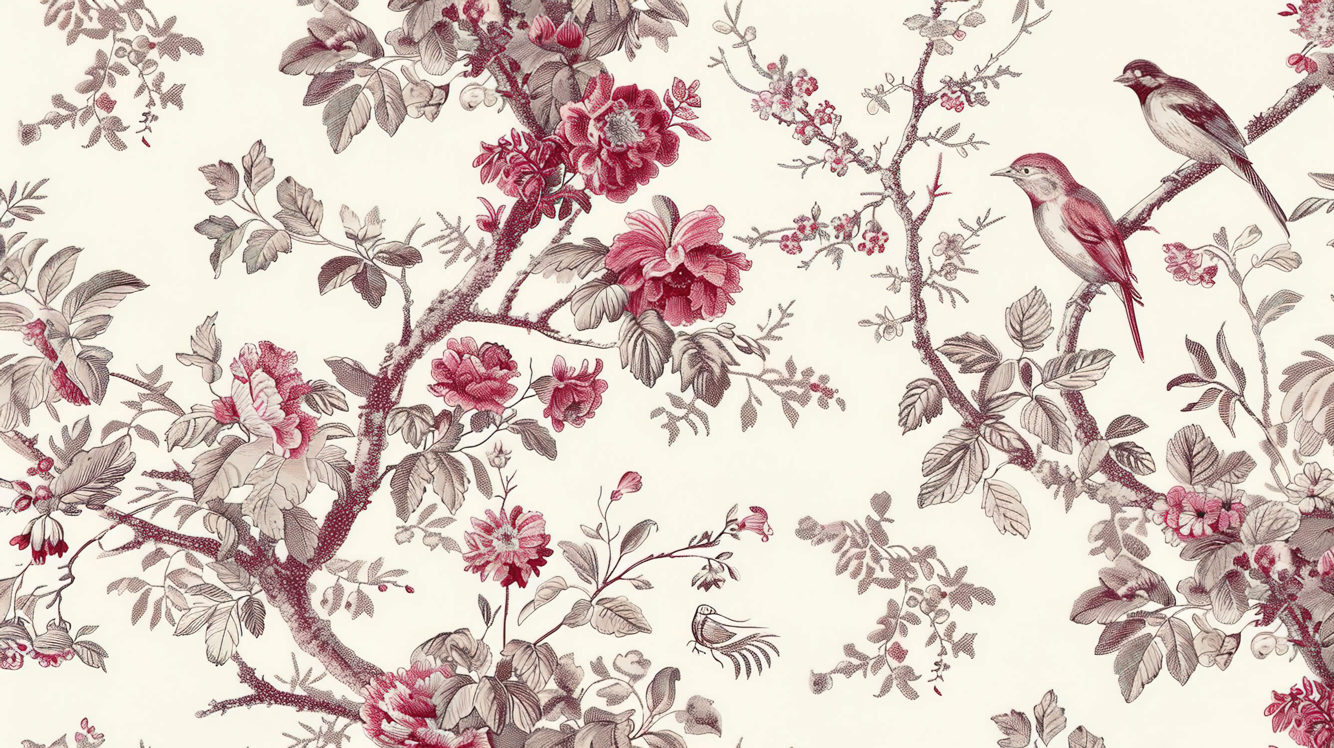 Papier Peint Toile De Jouy Rosier