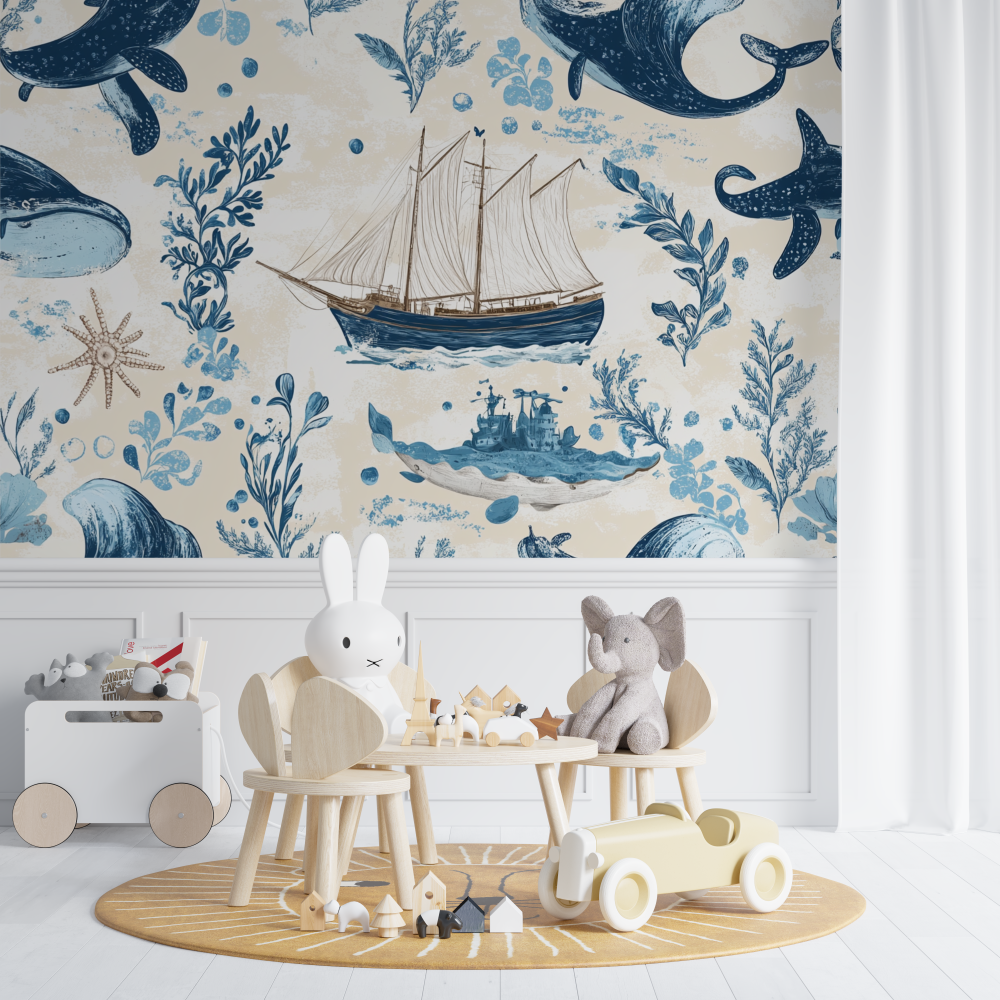 Papier peint marin nautique et ocean chambre de bebe