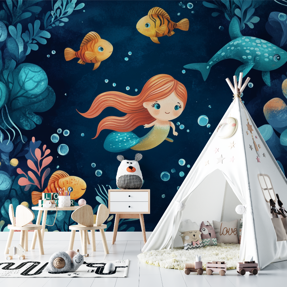 Papier peint marin sirene chambre fille chambre bebe