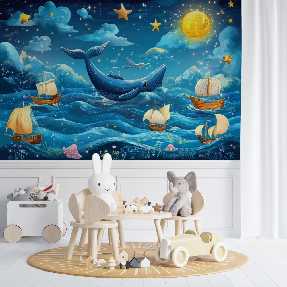 Papier peint marin deco chambre...n onirique chambre de bebe