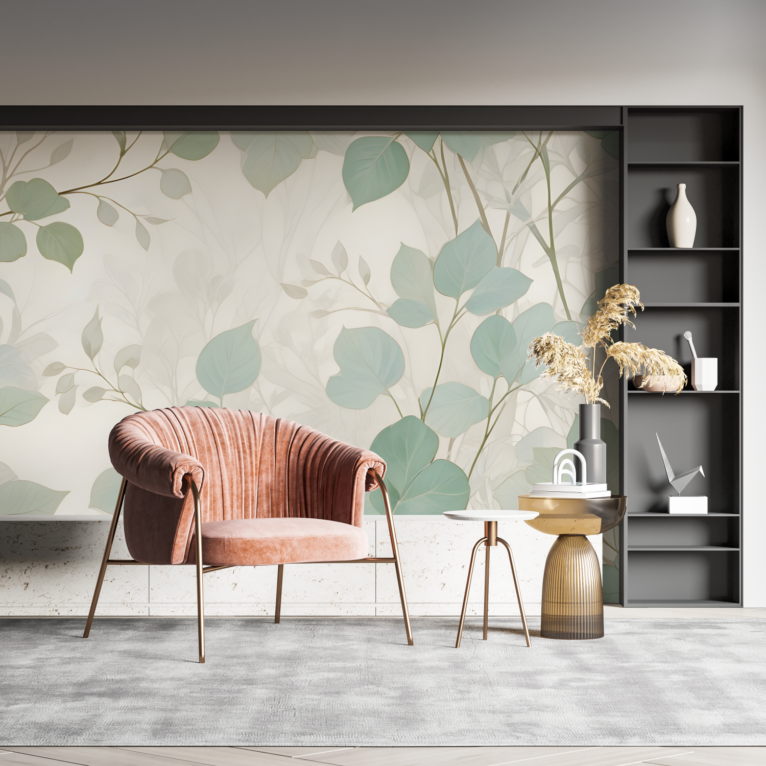 Papier Peint Vert D'eau Salon - sur mesure