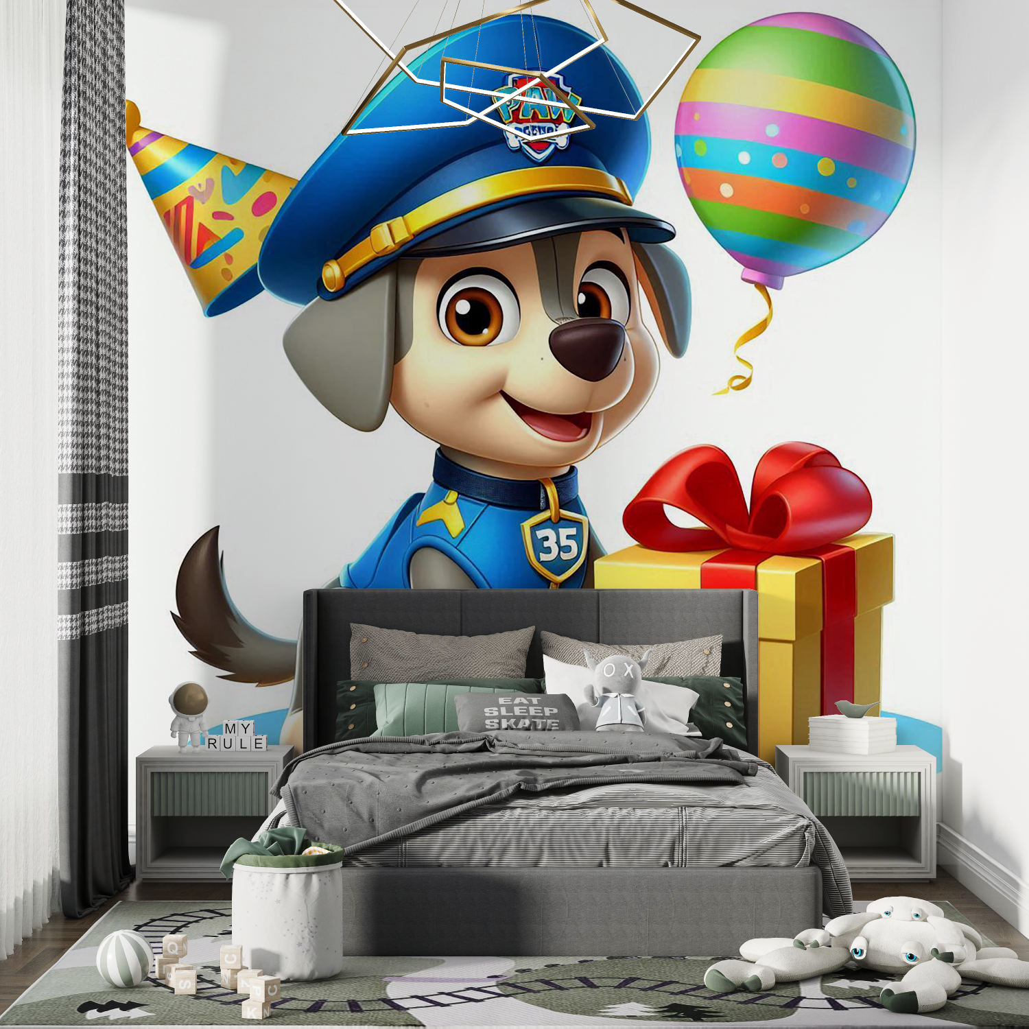 Papier peint pat patrouille blanc chambre de garcon