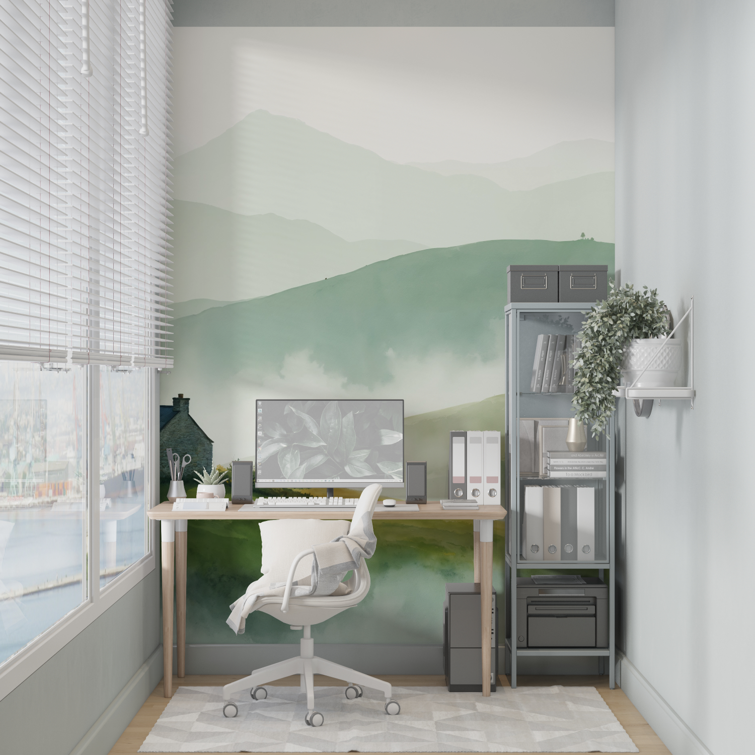 Papier peint aquarelle campagne merlin leroy