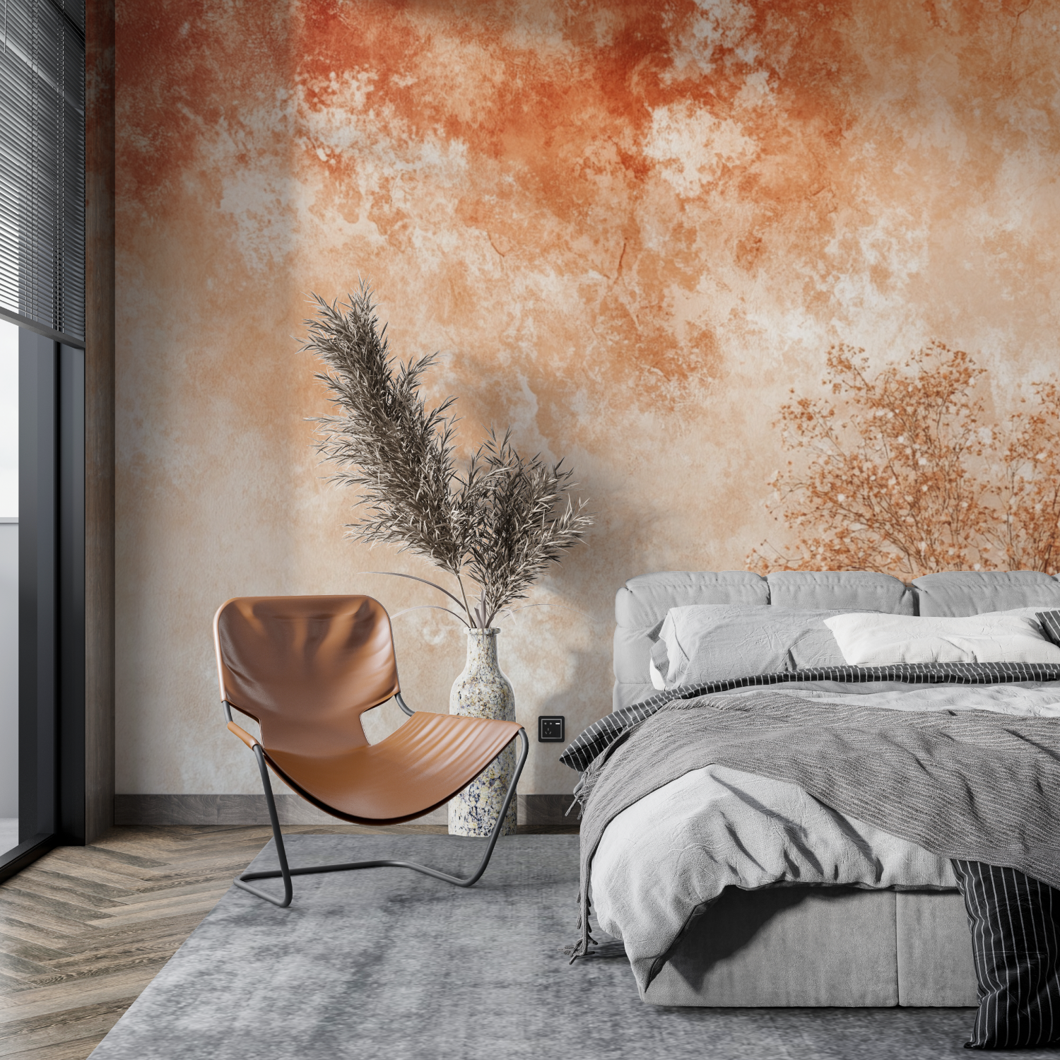 Papier peint terracotta effet tie and dye tapisserie pano