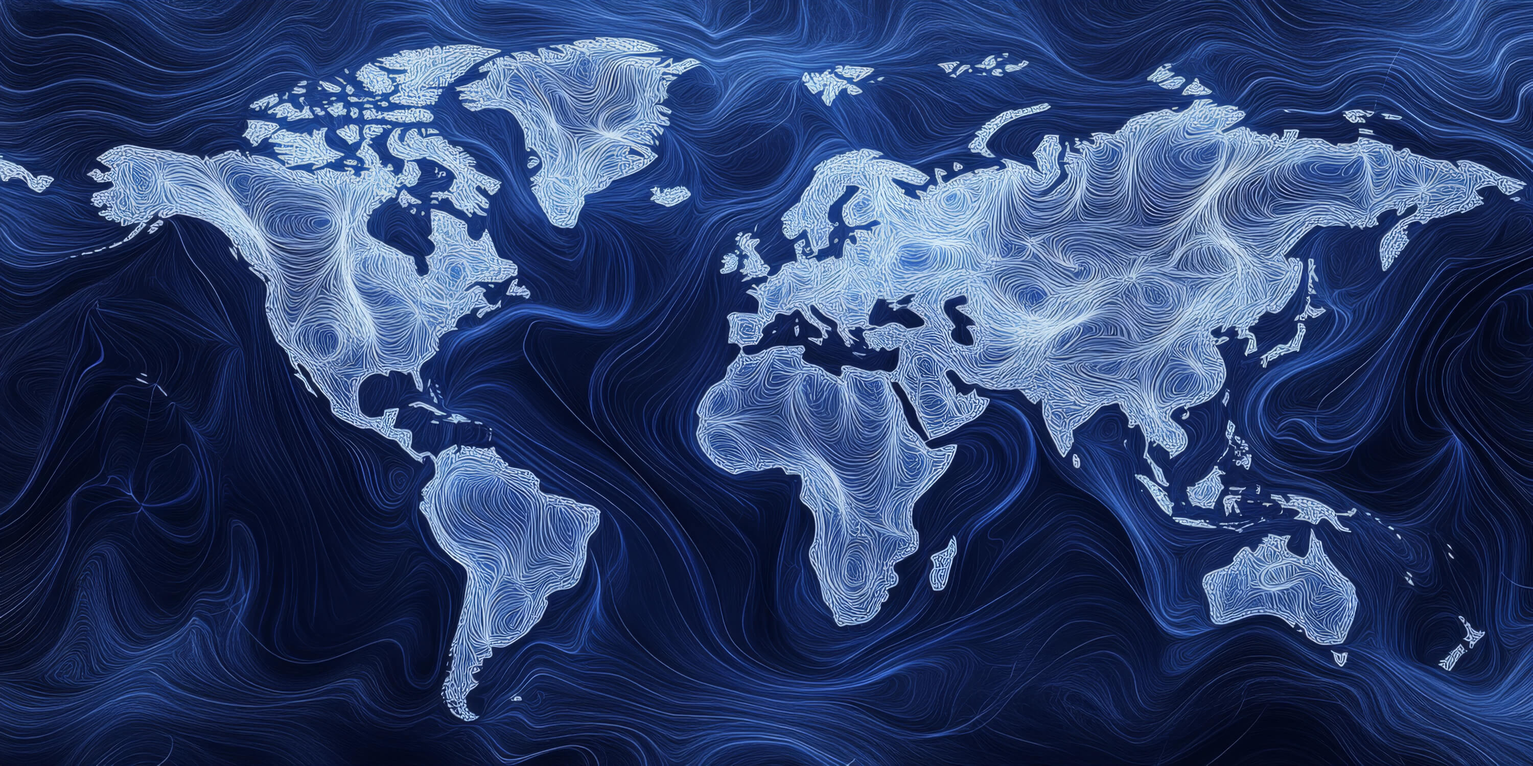 Papier Peint Carte Du Monde Bleu Design