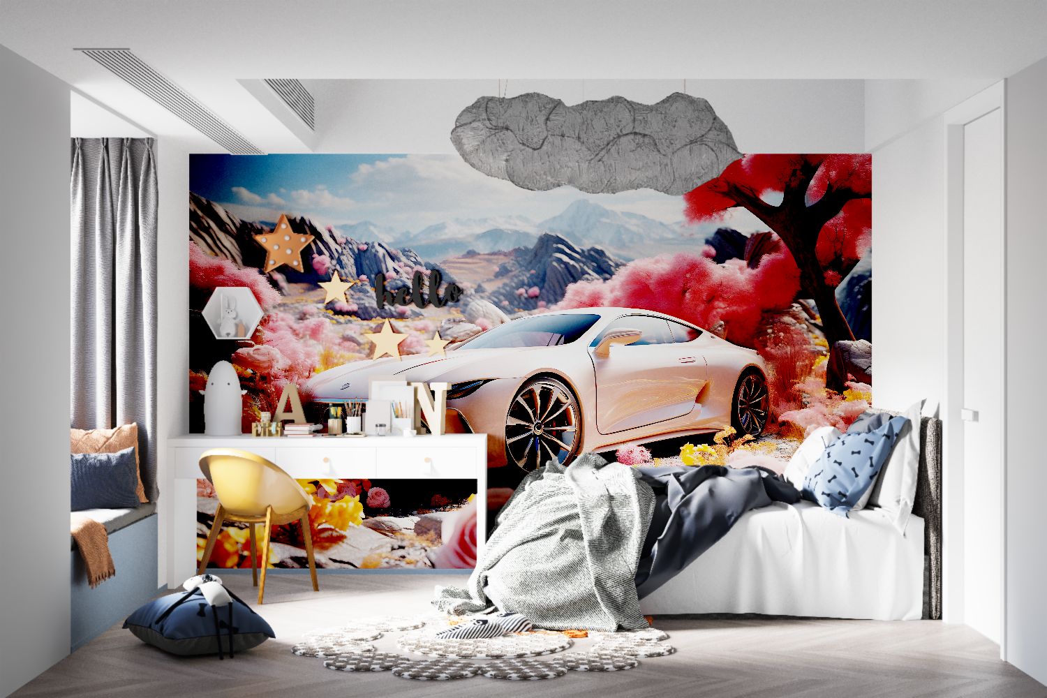 Papier peint geant voiture luxe tapisseries murale