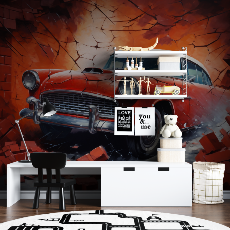 Papier peint xxl voiture ancienne tapisserie chambre ados