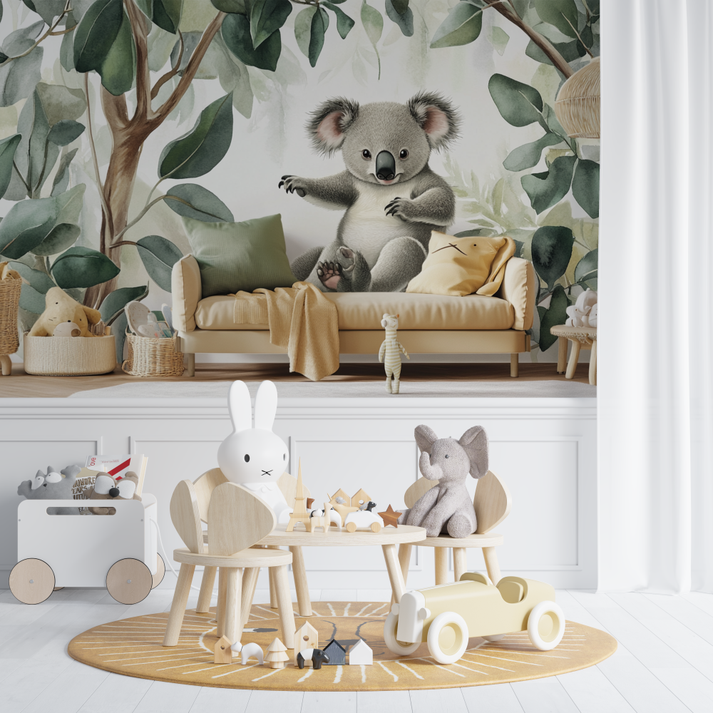 Papier peint koala qui baille chambre de bebe