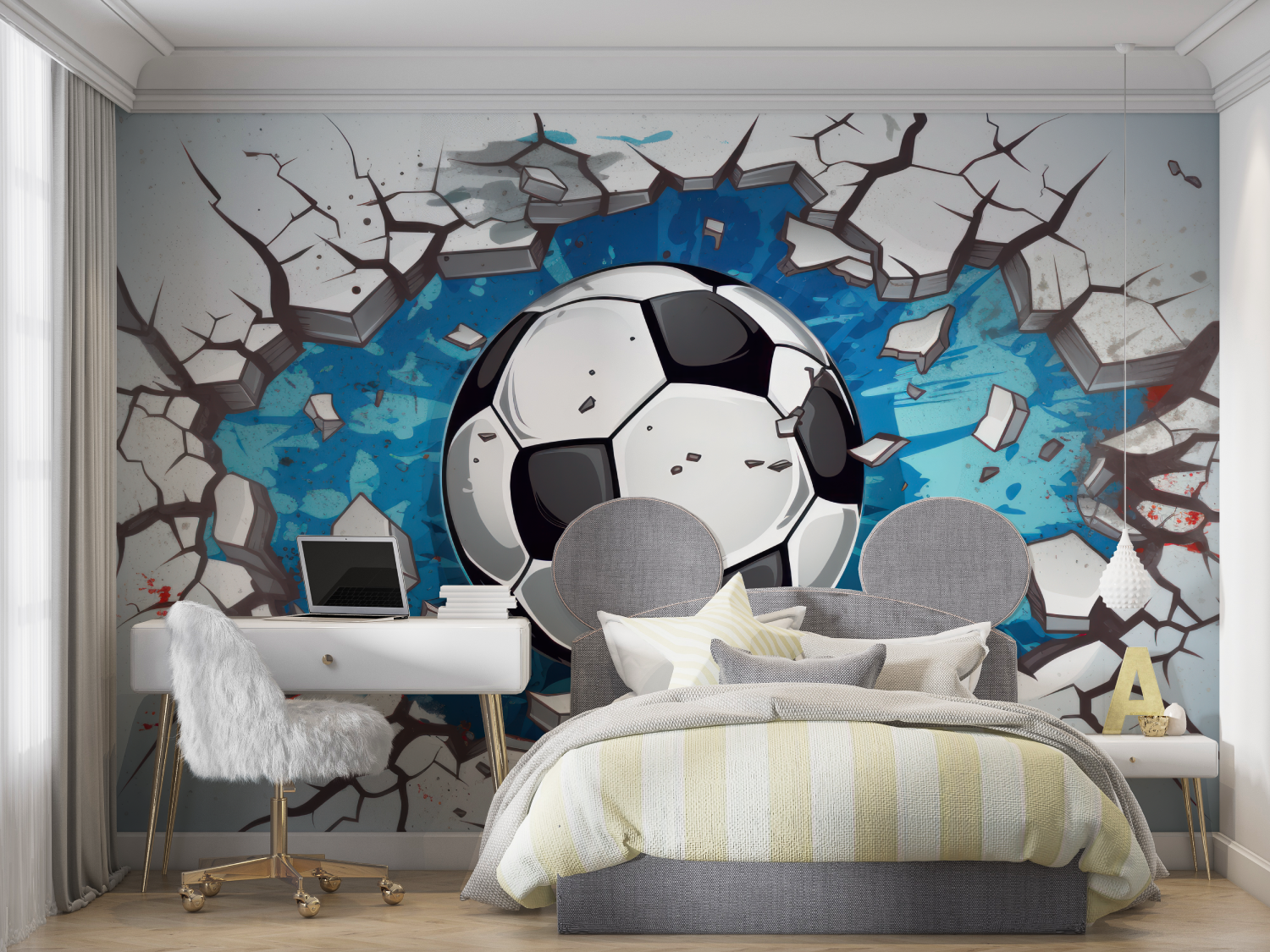 Papier peint 3d football grafitti mur chambre panoramique