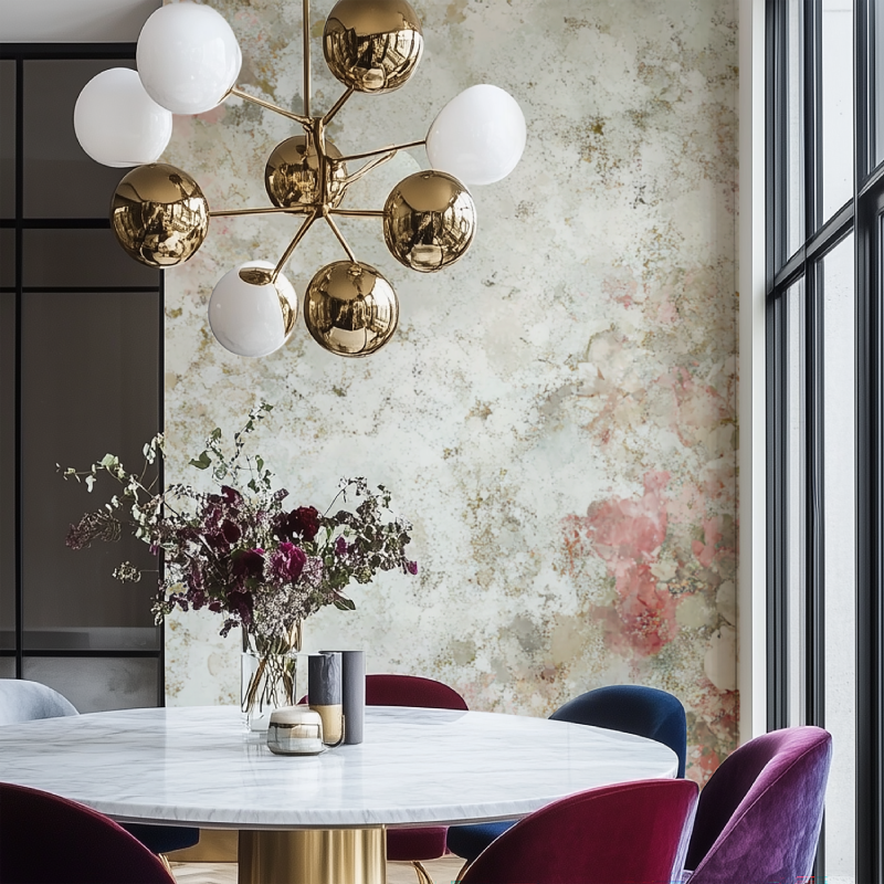 Papier peint fleur tombante salon chaise