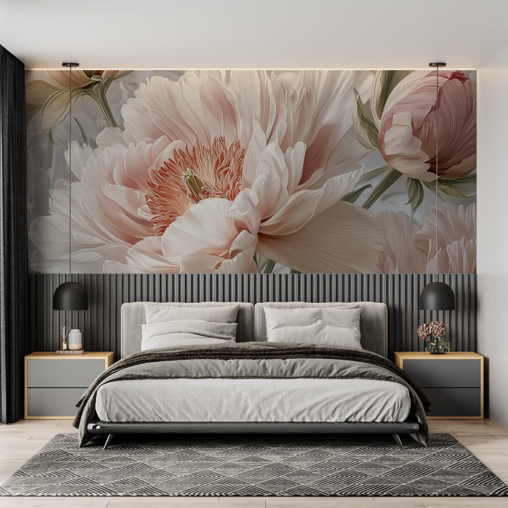 Panoramic big flower mural wallpaper chambre adulte tendance