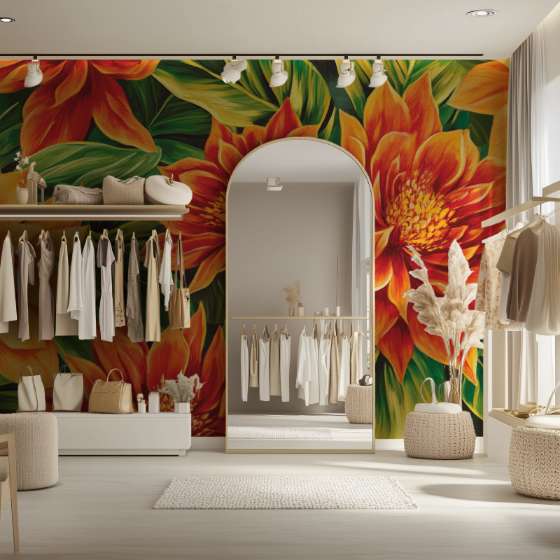 Papier peint fleur tropical dressing