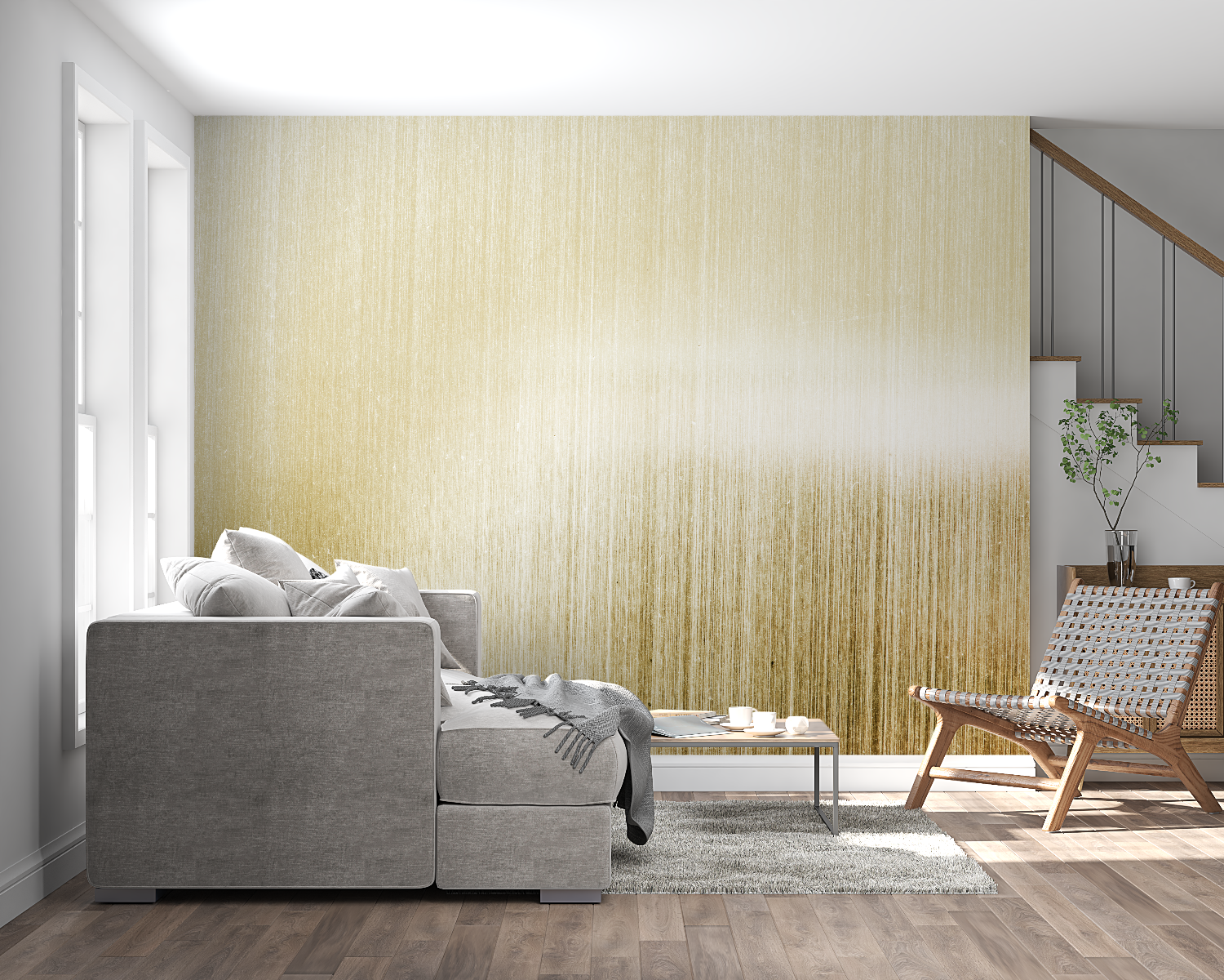 Papier Peint Brossé Doré - tete de lit